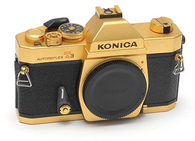 Konishiroku (Konica): Konica Autoreflex T3(N) (gold) camera