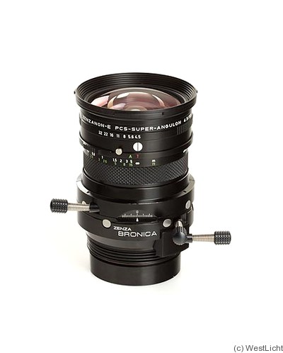 Bronica: 55mm (5.5cm) f4.5 Zenzanon-E PCS-Super-Angulon (Schneider, Hasselblad) camera