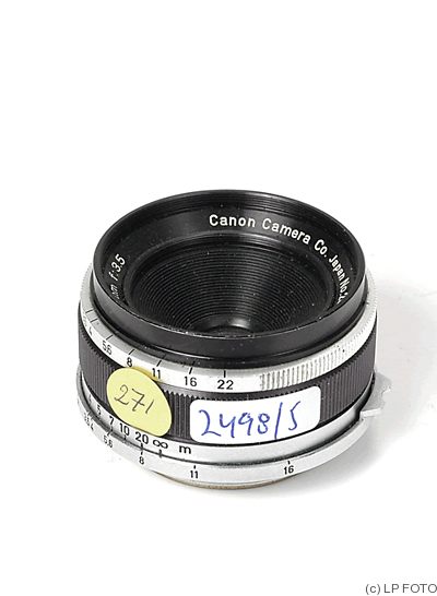 Canon: 28mm (2.8cm) f3.5 (SM, black/chrome, w/o finder) camera