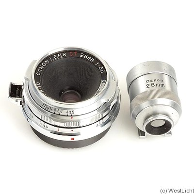 Canon: 28mm (2.8cm) f3.5 Canon CT (original Contaxt mount, w/finder) camera