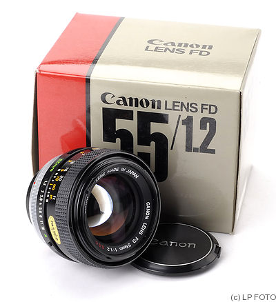 Canon: 55mm (5.5cm) f1.2 FD S.S.C camera