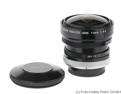 Canon: 7.5mm f5.6 FD S.S.C Fish-Eye camera