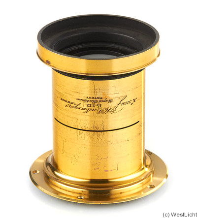 Dallmeyer: 15x12 Rapid Rectilinear (brass, 12cm length, 6cm dia, 500mm focal) camera