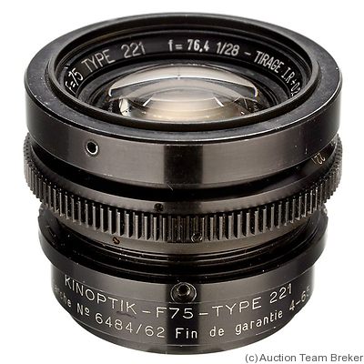 Kinoptik: 75mm (7.5cm) f2.8 Type 221 camera