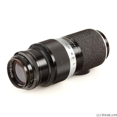 Leitz: 135mm (13.5cm) f4.5 Hektor (SM, black/chrome) sharkskin camera