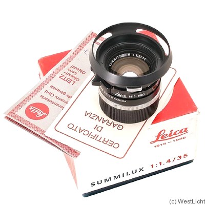 Leitz: 35mm (3.5cm) f1.4 Summilux '1913-1983' (BM, black) camera