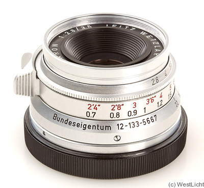 Leitz: 35mm (3.5cm) f2.8 Summaron (BM, chrome) 'Bundeseigentum' camera