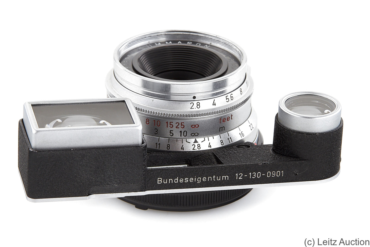 Leitz: 35mm (3.5cm) f2.8 Summaron (BM, chrome, eyes) 'Bundeseigentum' camera