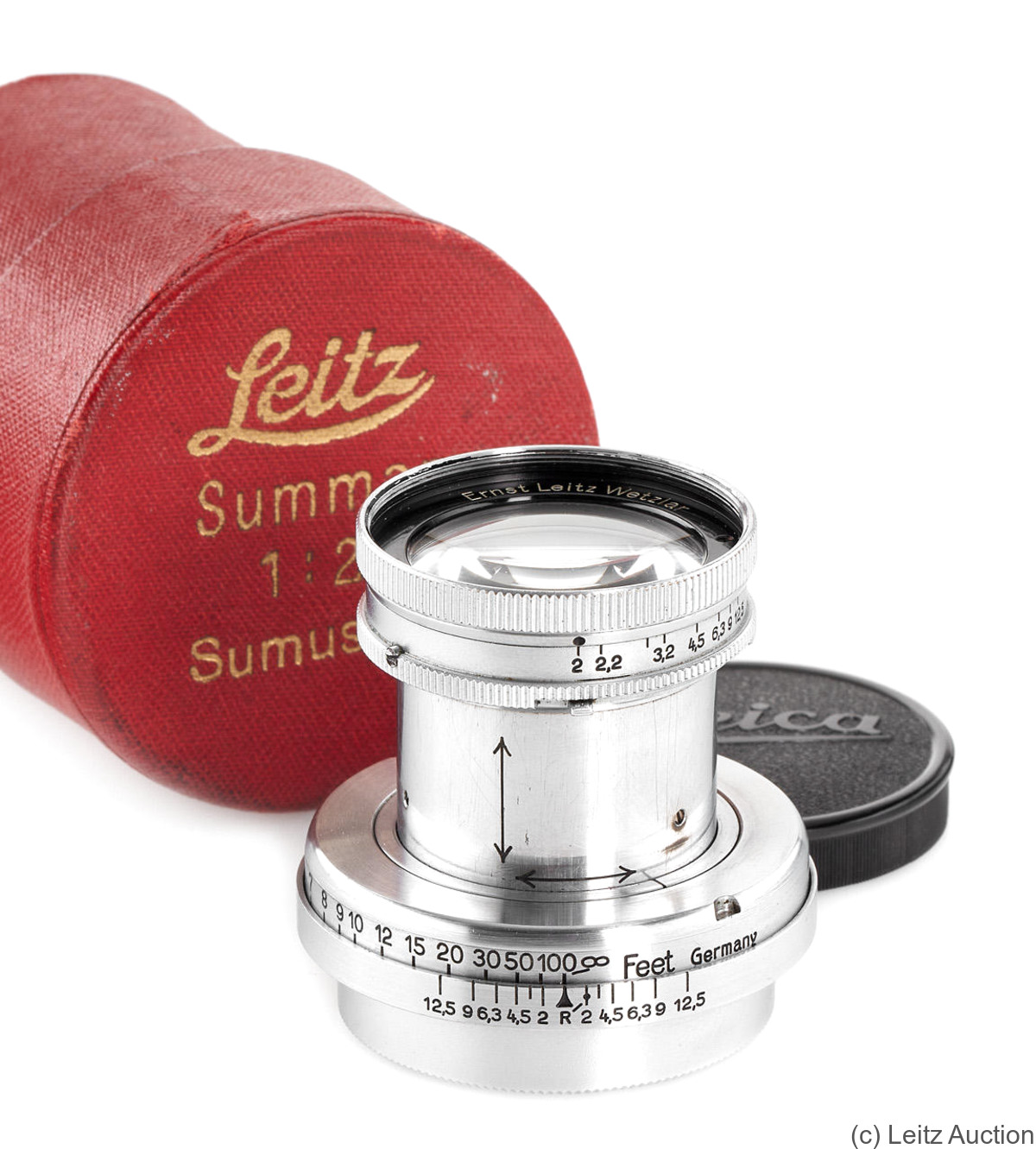 Leitz: 50mm (5cm) f2 Summar (SM, collapsible, chrome) 'Agfa' camera