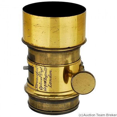 London Stereoscopic: Petzval (brass, 14cm len, 8cm dia, 20cm focal) camera