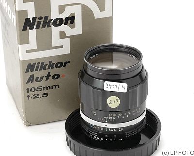 Nikon: 105mm (10.5cm) f2.5 Nikkor-P Auto (AI) camera