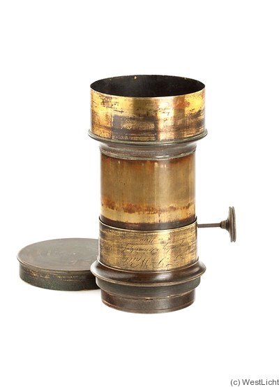 Waibl, Franz Xaver: Petzval (brass, 25cm len, 350mm focal len, 8.5cm dia) camera
