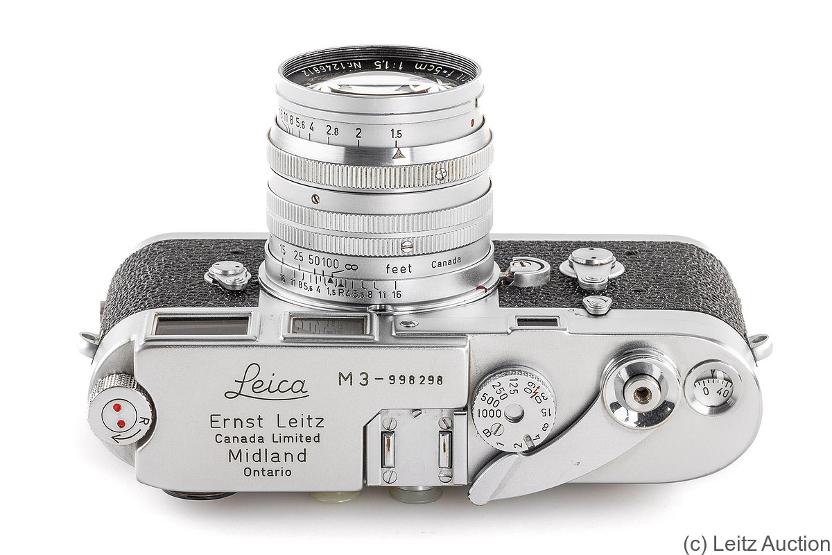 Leitz: Leica M3 chrome 'Ernst Leitz Canada Limited Midland Ontario' camera