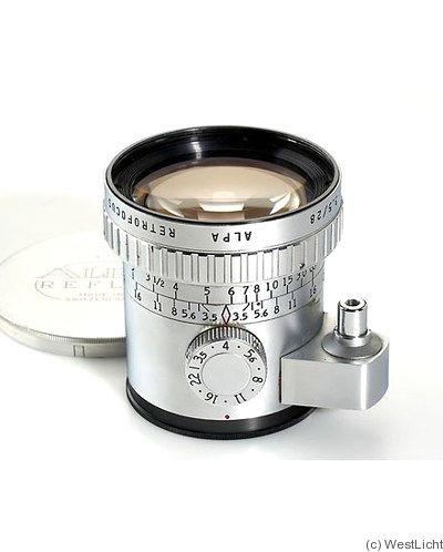Angénieux: 28mm (2.8cm) f3.5 Alpa Retrofocus (chrome) camera