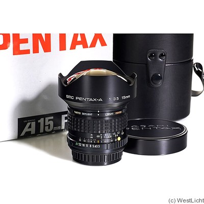 Asahi: 15mm (1.5cm) f3.5 SMC Pentax-A camera