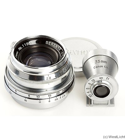 Canon: 35mm (3.5cm) f2.8 Serenar (SM, chrome, w/finder) camera