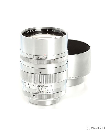 Canon: 85mm (8.5cm) f1.5 Serenar (SM, chrome) camera