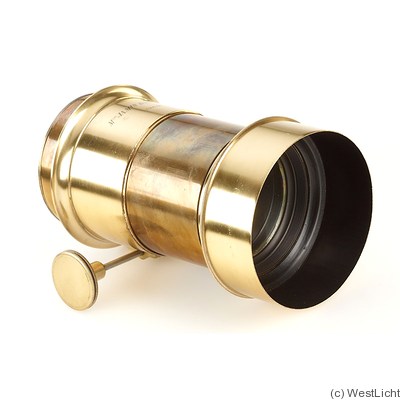Darlot: Petzval (brass, 21cm len, 360mm focal len, 7.5cm dia) camera