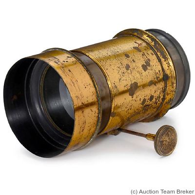 Davidson: Petzval (brass, 23cm len, 9cm dia, 35cm focal) camera