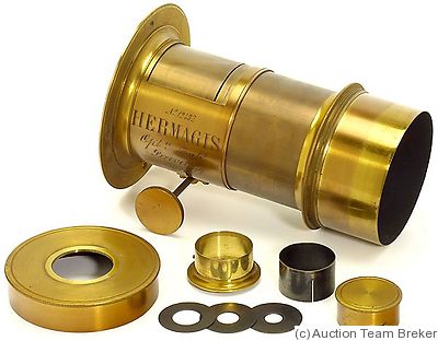 Hermagis: Petzval (brass, 23cm len, 550mm focal len, 10.5cm dia) camera