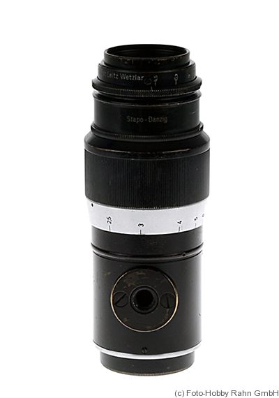 Leitz: 135mm (13.5cm) f4.5 Hektor (SM, black/chrome) 'Stapo-Danzig' camera