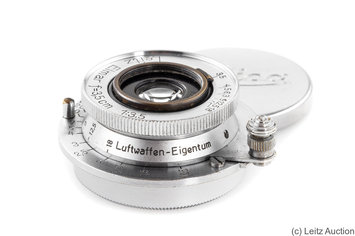 Leitz: 35mm (3.5cm) f3.5 Elmar 'Luftwaffen-Eigentum' (SM, chrome) camera