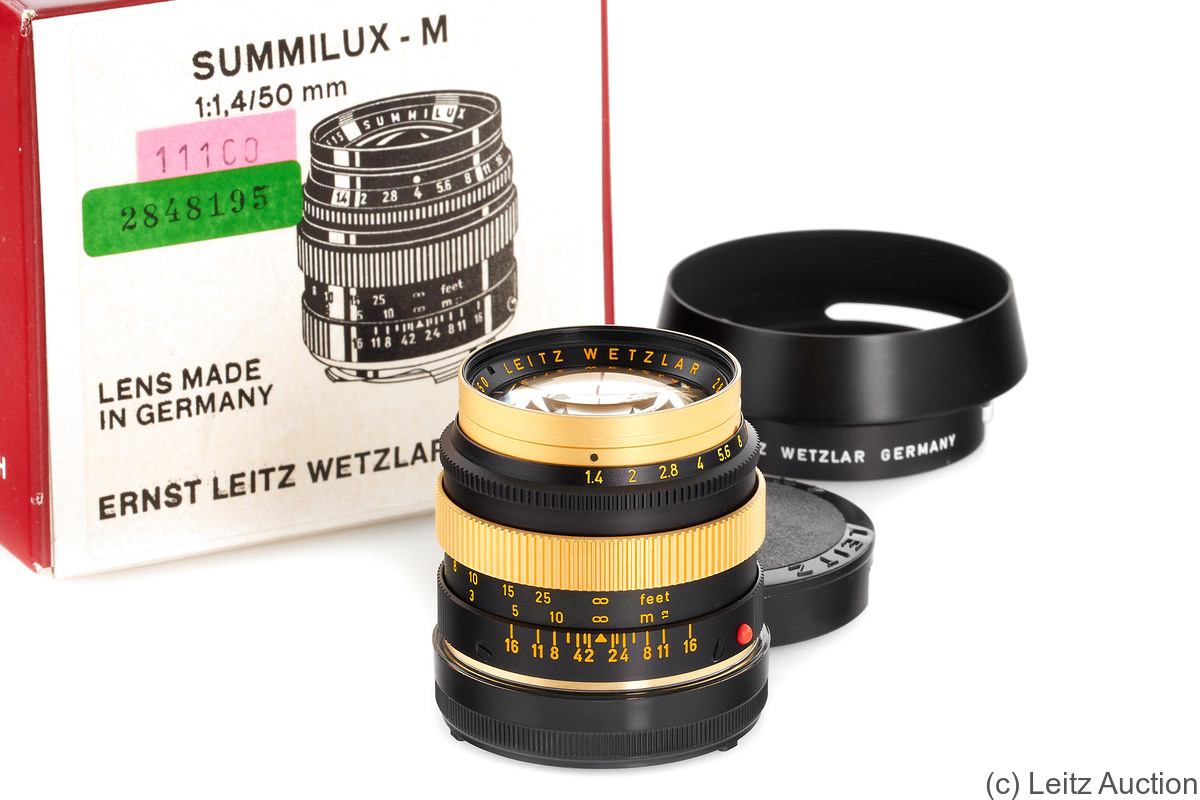Leitz: 50mm (5cm) f1.4 Summilux-M (BM, gold, 11100) camera