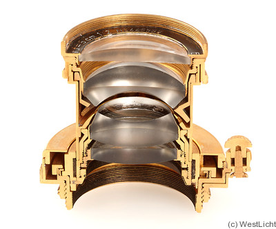 Leitz: 50mm (5cm) f2 Summar (SM, collapsible, cut-away, gold) camera