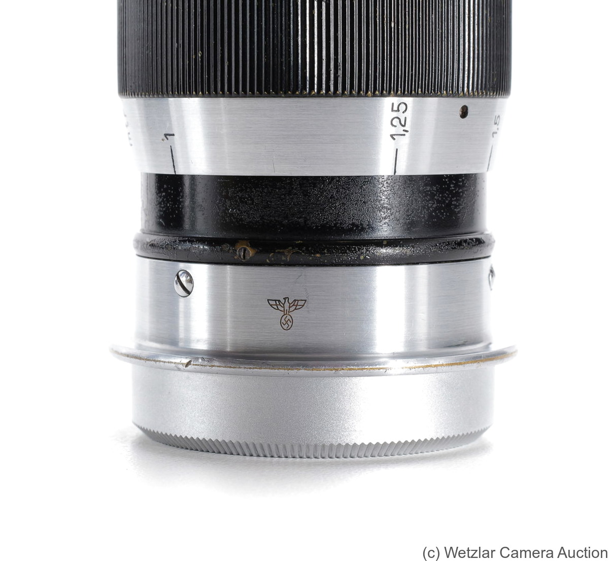 Leitz: 90mm (9cm) f4 Elmar (SM, black/chrome) 'Kriegsmarine' camera