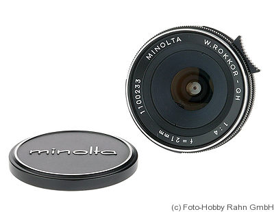 Minolta: 21mm (2.1cm) f4 W.Rokkor-QH camera