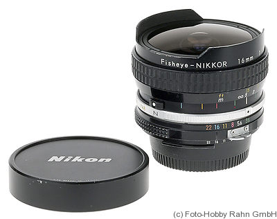Nikon: 16mm (1.6cm) f3.5 Fisheye-Nikkor (AI) camera