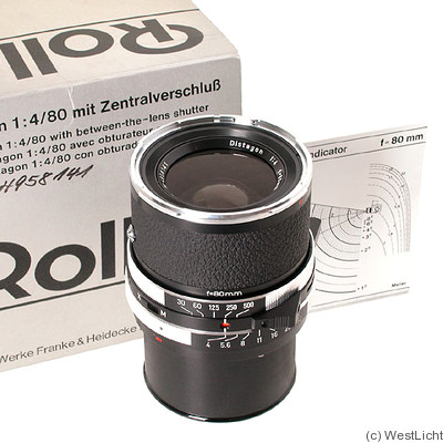 Rollei: 80mm (8cm) f4 Distagon (SL 66, w/Synchro-Compur) camera