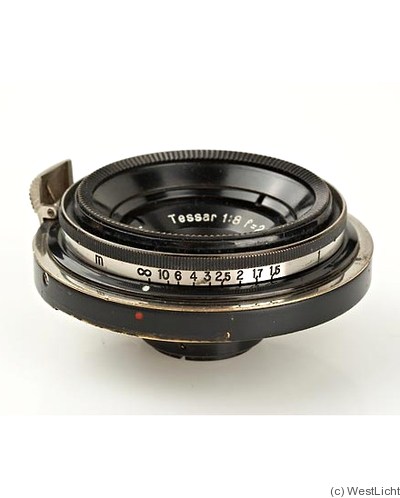 Zeiss, Carl Jena: 28mm (2.8cm) f8 Tessar (Contax, black/nickel) camera